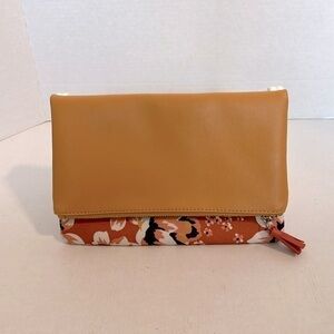 New Rachel Pally X Anthropologie reversible Floral/plan vegan Zip Clutch NWOT